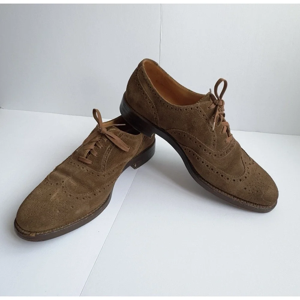 Polo Ralph Lauren Men's Brenton Suede Wingtip Tobacco Brown Dress Casual Shoe 9D - Picture 9 of 13